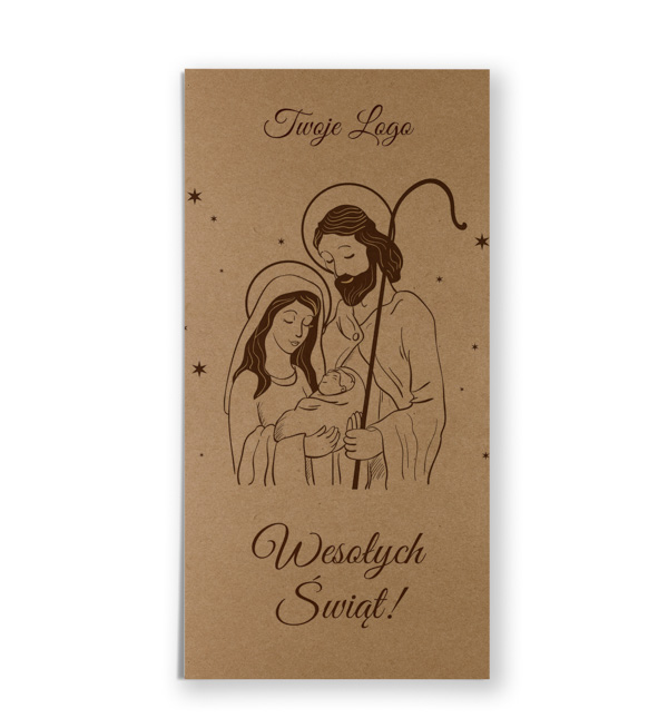Kartki świąteczne firmowe z motywem religijnym na ekologicznym papierze